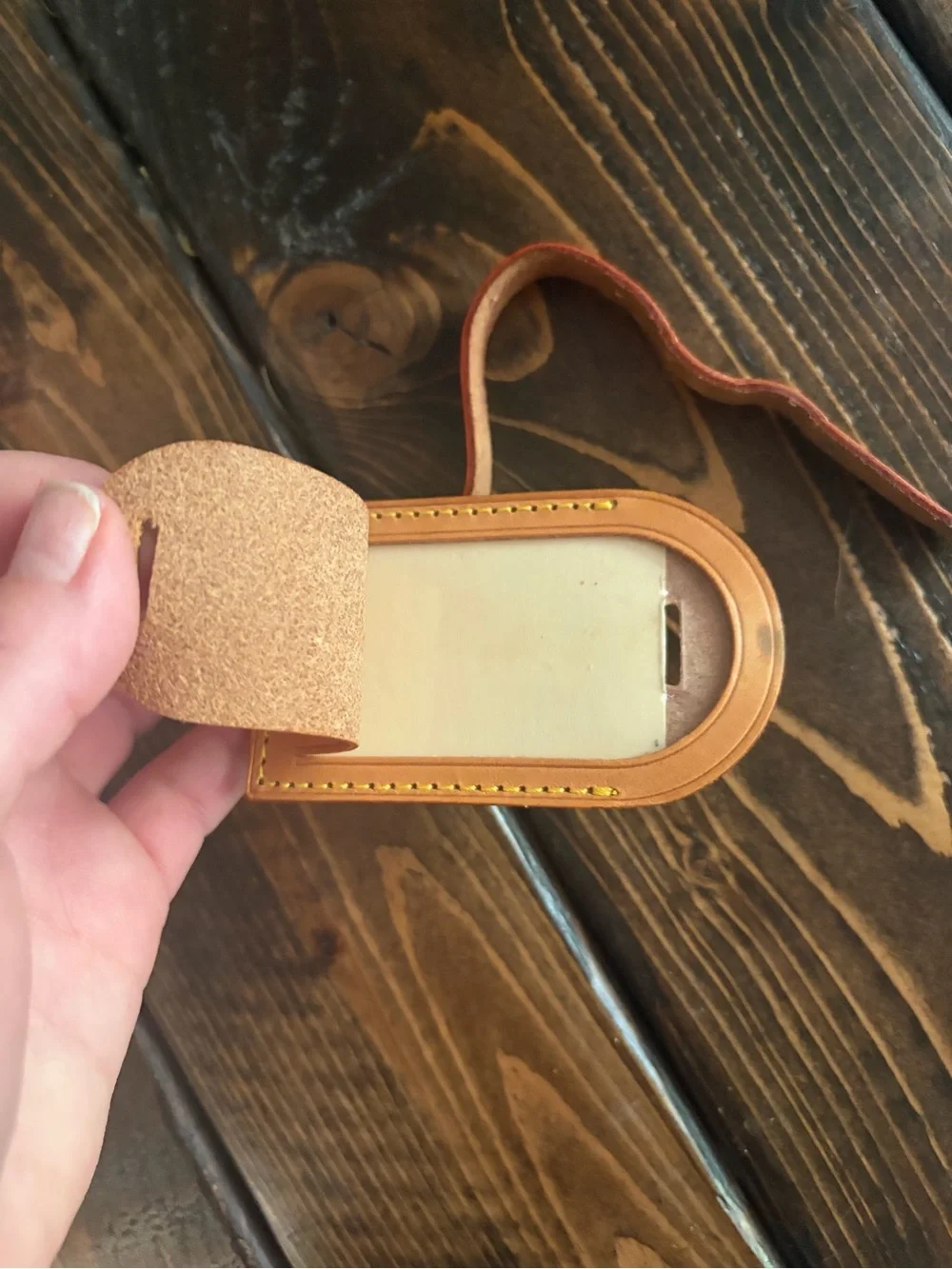 EUC Louis Vuitton Luggage Tag with Gold-Tone Buckle